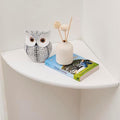 Corner Shelf, White Solid Oak Wood Floating Corner Shelves Wall Mount Round End Floating Speaker Rack Display Shelf for Small Plant Photo Frame (White, 12in) by Coamily