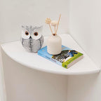 Corner Shelf, White Solid Oak Wood Floating Corner Shelves Wall Mount Round End Floating Speaker Rack Display Shelf for Small Plant Photo Frame (White, 12in) by Coamily