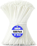 XINGO 16 Inch White Zip Ties 1500 PCS, 85 LBS Tensile Strength, UV Resistant Cable Ties, Premium Self-locking Plastic Ties for Indoor and Outdoor Use by XINGO