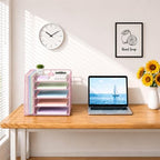 OPNICE Desk Organizer, 5-Tier Paper Organizer Letter Tray, Pink - Image 6