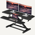 SANODESK 42" Extra Large Standing Desk Converter, Height Adjustable Sit Stand Riser with Wide Keyboard Tray, Dual Monitor Workstation for Home Office, Ergonomic Desktop Riser, Black by sanodesk