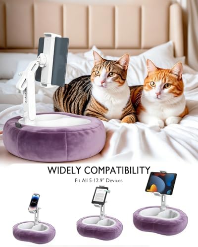 Miledi Tablet Pillow Stand for Bed with Detachable Snack Bowl, Purple - Image 4