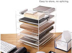 HeZone Acrylic Paper Letter Tray Organizer, 5 Tiers, Transparent, Modern, Rectangular, Stackable, Office - Image 5