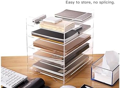 HeZone Acrylic Paper Letter Tray Organizer, 5 Tiers, Transparent, Modern, Rectangular, Stackable, Office - Image 5
