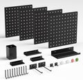 Magnetic Metal Pegboard Wall Organizer Kit, 4 Pack 10 x 10 in Panels Black by PHXGrove