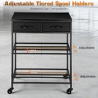 3D Printer Filament Storage Shelf with Drawers& Wheels, Black 2-Tier 3D Printer Filament Metal Stand with Storage, Adjustable Filaments Organzied Rack for Workshop Studio Office, 4 Leveling Feet - Image 7