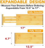 SpaceAid Bamboo Dresser Drawer Dividers 6 Pack, 4.65“ High Adjustable 12.5“-17” Drawer Organizers, Expandable Organization for Clothing, Clothes, Dressers, Natural - Image 3