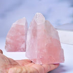 Rose Quartz Bookends Decorative Pink Crystal Stone Book Holders Heavy Duty - Image 2