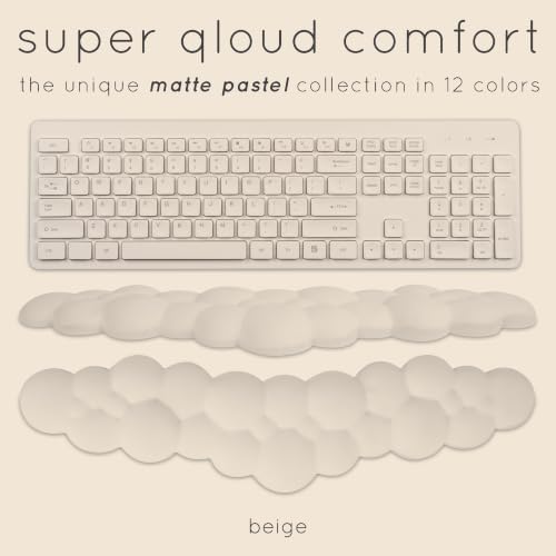 Cloud Keyboard Wrist Rest – Create-ables Qloud Cloud Wrist Rest for Computer Keyboard and Mouse, Ergonomic Memory Foam Wrist Pad with Non-Slip Base, Includes Cloud Mouse Pad – Beige - Image 2
