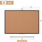Cork Board Bulletin Board 36 x 48, Foldable Notice Pin Board for Wall, Black Aluminum Framed 4x3 Corkboard, Large Wall Mounted Office Board with 36 Push Pins for School & Home - Image 3