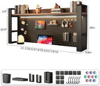Desk Shelf Organizer for Top of Desk – Desktop Bookshelf with Pegboard & Storage Accessories, Adjustable Hutch for Dorm or Office, Steel Frame Display S White frame + natural wood board 45.3*9.8*26in - Image 2