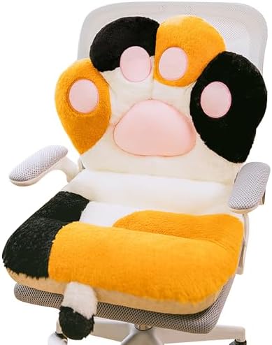 Cat Paw Seat Cushion with Backrest - Ergonomic Office Chair Pad for Long Sitting | Memory Foam Support Pillow, Dormitory Desk Chair Cushion & Funny Air Pad for Gaming/Study by Unknown