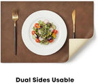 Artoid Mode Brown Faux Leather Placemats Set of 8, 12x18 Inch Waterproof Wipeable Heat Resistant Vinyl Place Mats, Reversible Table Mats for Kitchen Dining Decor - Image 6