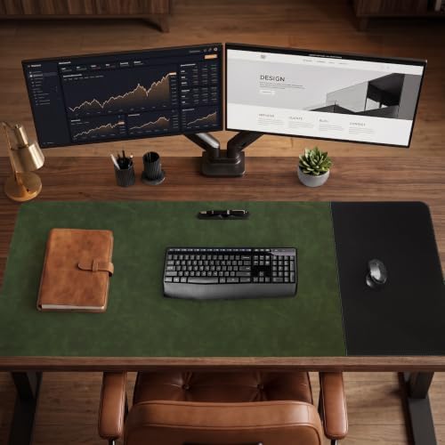 HAUTOCO Cork Desk Mat 48''x19.7'', Distressed PU Leather & Cloth Desk Pad - Image 6