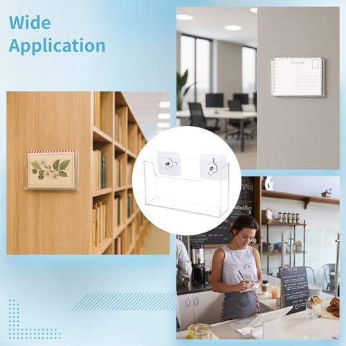OMISTAR 4 PCS Post Card Holder Display Stand, 6.5 x 4 Inch Clear Acrylic Wall Mount Postcard Holder with Adhesive Suction Base, Mail Holder Box for Index Organizer Desk Table Home Office (4PCS) - Image 5