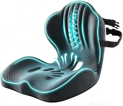 Ergonomic Seat Cushion with Back Support, Black by Unknown