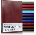 Gallery Leather Desk Monthly Planner 2026-2027 Acadia Deep Red by GalleryLeather