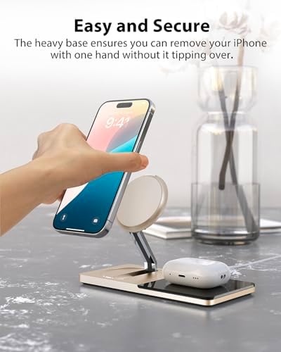 Wireless Charging Station for iPhone & AirPods: Foldable Charger Stand with MagSafe, 2-in-1 Magnetic Charger Stand for iPhone 12-15 & iPhone 16 & AirPods (No AC Adapter) - Image 2