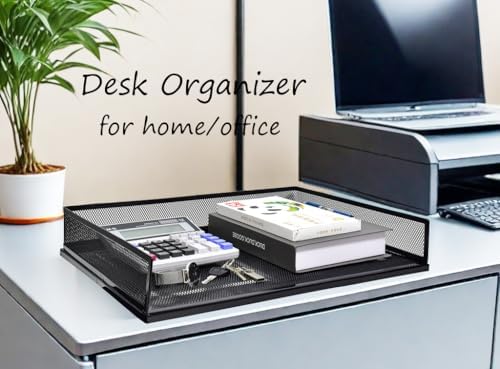 A3 Metal Letter Tray, 2pcs/4pcs/6pcs, Stackable Paper Tray, Metal Mesh Desktop Organizer, File Document Storage Rack for Home, Office, School, Black/White, Horizontal/Vertical (6, Horizontal,Black) - Image 3