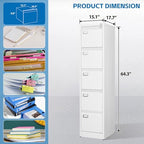 BYNSOE 5 Drawer File Cabinet with Lock Metal Vertical File Cabinet Office Home Vertical File Cabinet for A4 Legal/Letter Size Narrow File Cabinet Locked,Assembly Required - Image 3