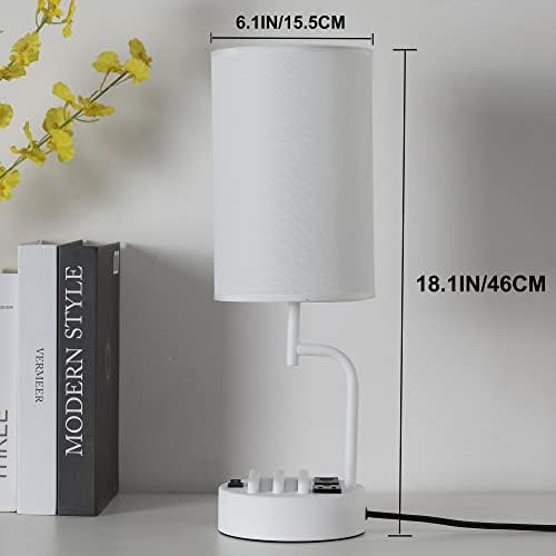 Dreamholder Table Lamp with 3 USB Charging Ports, Modern Desk Lamp with AC Outlet and Phone Stands, Perfect Bedside Lamp for Bedroom, Living Room, Office (Pack of 2), White - Image 5