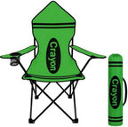 Back to School Classroom Seat, Green Crayon Design Portable Folding Chair with Armrests, Cup Holder and Carry Bag for Reading Corner, Study Zone and School Activities by Unknown
