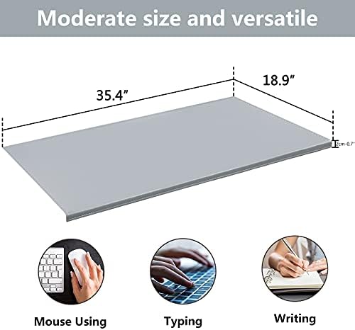AKOZLIN 35.4"x 18.9" Soft PU Leather Surface Office Desk Mouse Mat Anti-Push Pad with Full Grip Fixation Lip Table Blotter Edge-Locked Protector Grey - Image 5