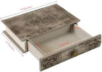 Vintage Book-Shaped Storage Box with Drawer, Distressed Vintage Brown Faux Leather Finish and Gothic Medallion Motif, Decorative Hidden Organizer for Home or Office 9.5″ x 6.7″ x 2″ - Image 2