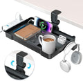 KDD Under Desk Organizer - 360° Rotating Clamp-On Tray with Headphone Hook, Phone & Tablet Holder, Cup Holder, and Cable Management - No Drilling Desk Storage Accessories for Office and Home by KDD