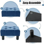 BRIAN & DANY Small Foot Stool, Leather Foot Stools with Legs, Stable Small Footstool for Living Room, Sapphire - Image 5