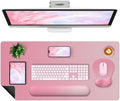 4-in-1 Large Gaming Mouse Pad, Keyboard Wrist Rest Pad & Wrist Support Mousepad Set, Extended Desk Pad Waterproof Desk Mat for Home Office Decor Study Game 35.4×15.7 Inches I Gradient Pink Blush by NXZGO