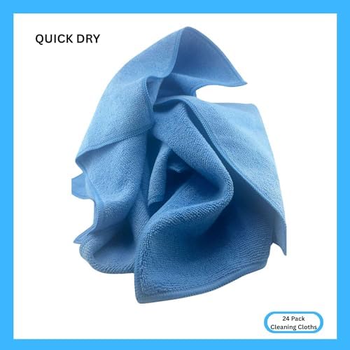 Microfiber Cleaning Cloth for Kitchen & households, Towels for Cars. (300gsm) (Pack of 24 Blue) - Image 5
