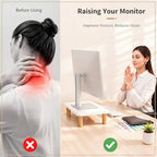 2 Pcs Monitor Stand Riser Wood Computer Monitor Stand with Small Stands - Image 2