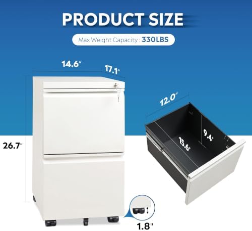 DEVAISE 2 Drawer File Cabinet with Lock for Home Office, Fully Assembled - Image 3