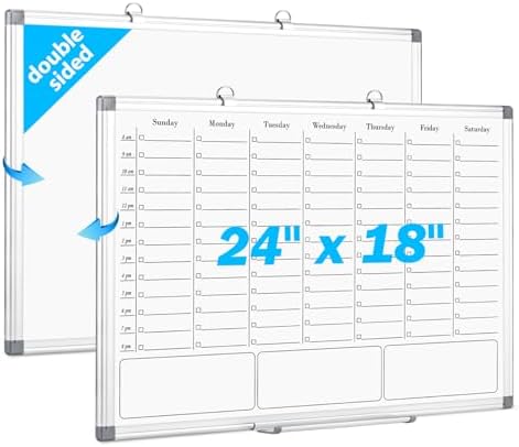 ONAVIA Weekly White Board Dry Erase, Calendar WhiteBoard for Wall 24 x 18 by ONAVIA