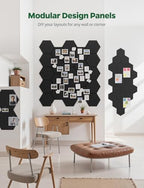 Large Bulletin Board 12" x 10", 12 Pack Blcak Cork Boards for Walls, Self-Adhesive Hexagon Felt Pushpins Wall Tiles, Display for Messages, DIY Notice, Photo Decorations, Classroom, Office, Bedroom - Image 7