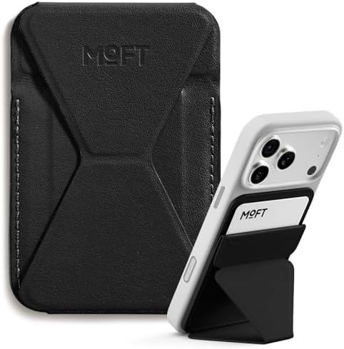 MOFT Magnetic Wallet Stand Compatible with iPhone 17/16/15/14/13/12 Series, Angle Adjustment & Magsafe Compatible MOVAS Phone Stand,Jet Black by MOFT