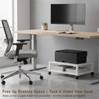 Zonon 2 Tier Printer Stand Under Desk with Wheels, Open Shelf, White - Image 6