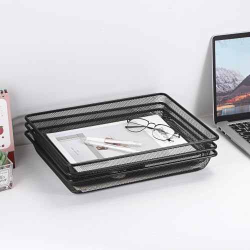 BTSKY 3 Pack Metal File Tray, Desk Organizer for Office Documents & Papers - Image 2