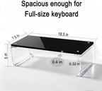 Acrylic Monitor Stand Riser L18.5" x H5" | Multi-Purpose Desk Organizer for Monitor & Laptop, Compatible with PC, Apple Studio Display and Printer, Ideal for Home Workspaces & Office Desks (Black) - Image 2
