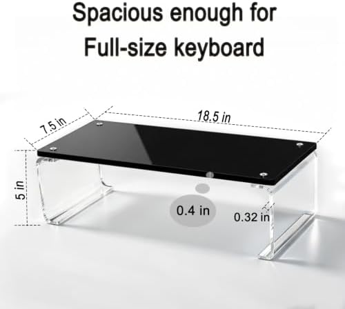 Acrylic Monitor Stand Riser L18.5" x H5" | Multi-Purpose Desk Organizer for Monitor & Laptop, Compatible with PC, Apple Studio Display and Printer, Ideal for Home Workspaces & Office Desks (Black) - Image 2