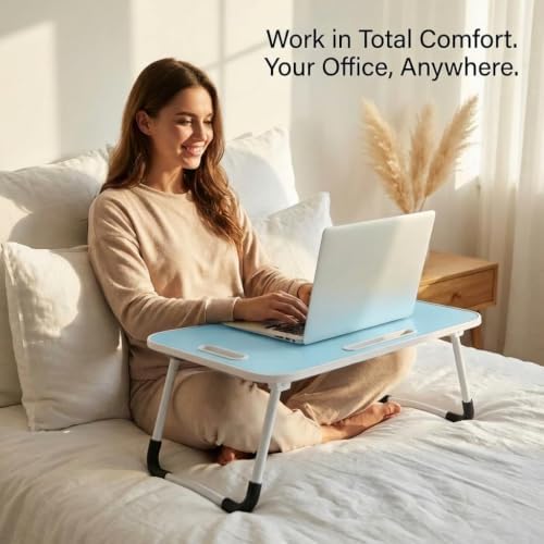 BUYIFY 23" Foldable Lap Desk for Laptop Writing w/Cup Holder Blue - Image 5