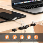 Cable Management Box 2 Pack with 16 Cable Clips Set-Large & Medium & Small Wooden Style Cable Organizer Box to Hide Wires&Power Strips | Cord Organizer Box | Cable Organizer for Home & Office [White] - Image 6