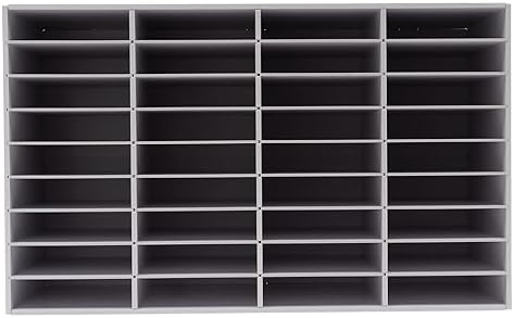 Literature Organizer with 36 Compartments | Adjustable Desktop File Sorter Mail Center for Home, Office & Classroom | PVC Paper Storage Cabinet with Shelves, White by Unknown
