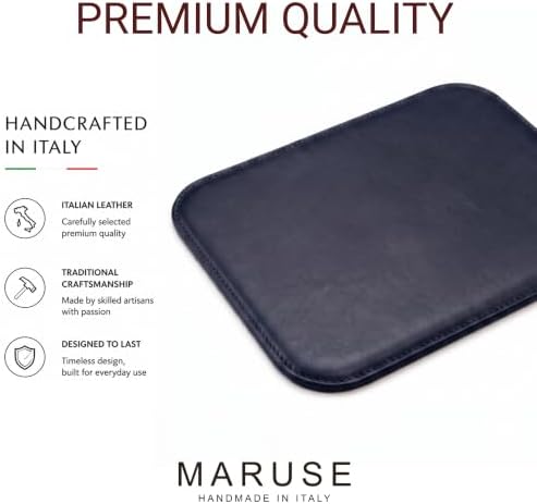 Maruse Italian Leather Mouse Pad for Home or Office Desktop, Handmade in Italy, Navy - Image 3
