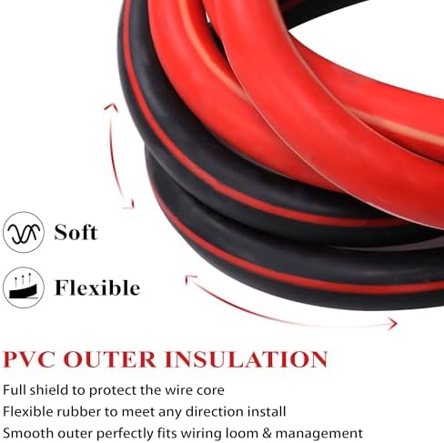 2 Gauge Battery Cable, 2 AWG CCA Wire 30FT Each Black/Red - Image 4