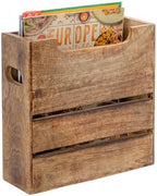 Mie Creations Wooden Magazine Holder with Handle, Newspaper Basket 10'' - Image 7