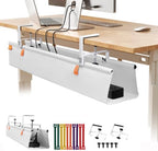 Under Desk Cable Management Tray No Drill,36Inch Cable Management,White by SUREUP9