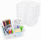 gisgfim 6 Pack Plastic Classroom Caddy with 4-Compartments Plastic Storage Caddies with Handle 4 Compartments Table Caddy Organizer Versatile Table Caddies for Classroom Office, Clear Color by gisgfim