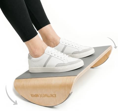 Wood Under Desk Footrest, Ergonomic Rocking Foot Rest, Non-Slip Curved Base by ERGOCOLLECT